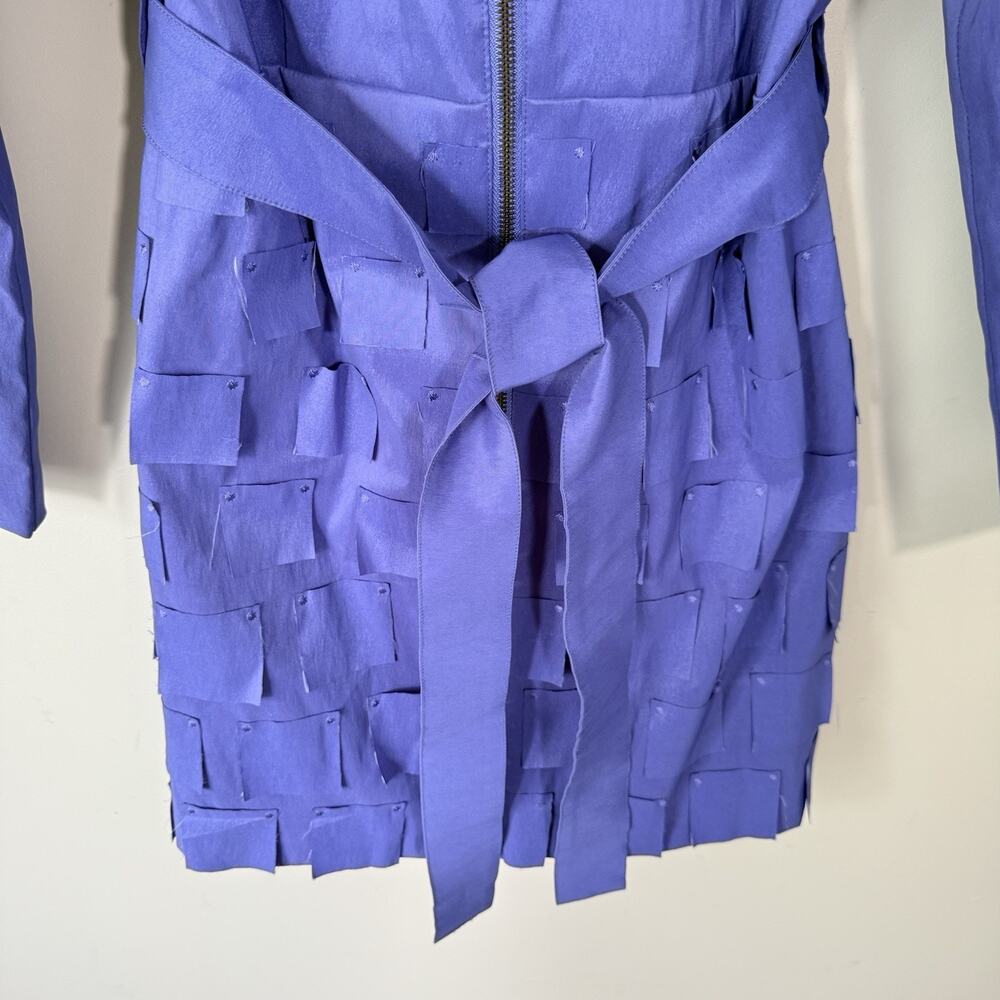 Samuel Dong Purple Ruffle Dress Women's S Full Zip Jacket Coat Belted - Picture 3 of 7